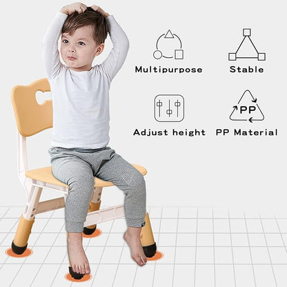 Adjustable Kid Chairs Indoor 3 Level Adjustable Suitable for Children Age 2-6. Maximum load-bearing 220LBS Suitable for Family Classroom and Nursery Child Seat Set (2-Pack-Beige)