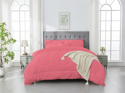 3 Piece Solid Color All Season Bedding Comforter Set Microfiber Soft Lightweight Bedding Set for Kids Teens Adults Room Decor with 1 Comforter and 2 Pillowcases Twin