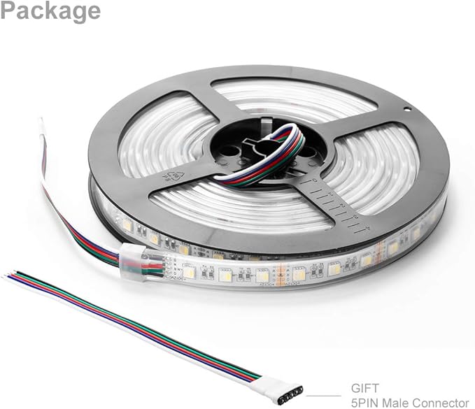 BTF-LIGHTING 5050 RGBW RGB+Cool White(6000K-7000K) 4 Colors in 1 LED Tape Light DC12V 5m 16.4ft 60LED/m Multi-Colored IP67 White 14mm PCB for Bedroom Kitchen Home Decoration(No Adapter or Controller)