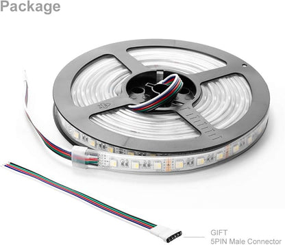BTF-LIGHTING 5050 RGBW RGB+Cool White(6000K-7000K) 4 Colors in 1 LED Tape Light DC12V 5m 16.4ft 60LED/m Multi-Colored IP67 White 14mm PCB for Bedroom Kitchen Home Decoration(No Adapter or Controller)