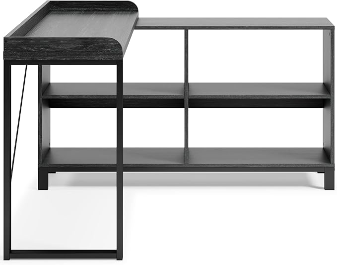Signature Design by Ashley Yarlow Industrial Home Office L-Shaped Desk with Cube Storage, Black
