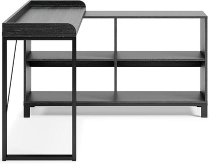 Signature Design by Ashley Yarlow Industrial Home Office L-Shaped Desk with Cube Storage, Black