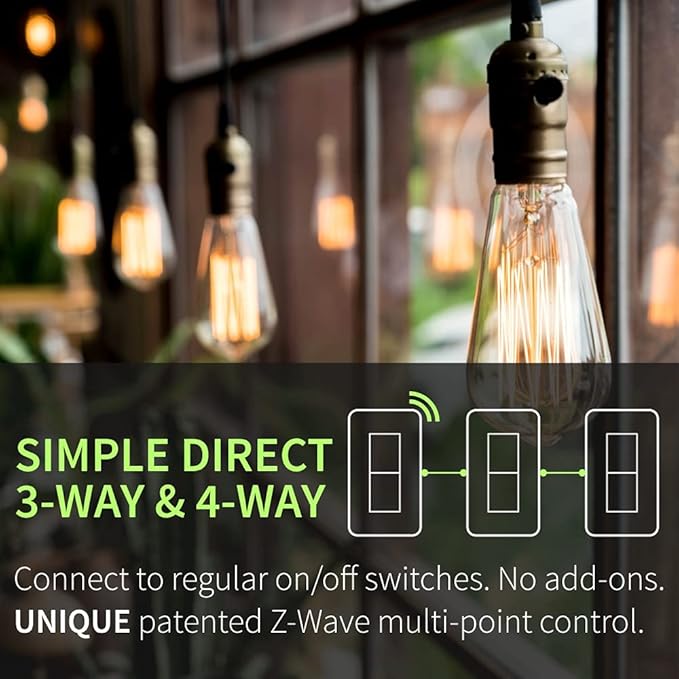 Zooz 800 Series Z-Wave Long Range S2 Dimmer Switch ZEN77 800LR, White | Simple Direct 3-Way and 4-Way Solution (Works with Regular Switches, No Aux Switch Needed) | Z-Wave Hub Required