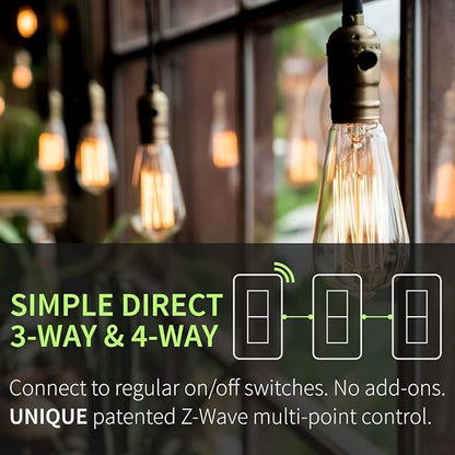 Zooz 800 Series Z-Wave Long Range S2 Dimmer Switch ZEN77 800LR, White | Simple Direct 3-Way and 4-Way Solution (Works with Regular Switches, No Aux Switch Needed) | Z-Wave Hub Required