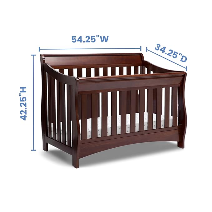 Delta Children Bentley S Series 4-in-1 Crib, Chocolate + Serta Perfect Slumber Dual Sided Recycled Fiber Core Crib and Toddler Mattress (Bundle)