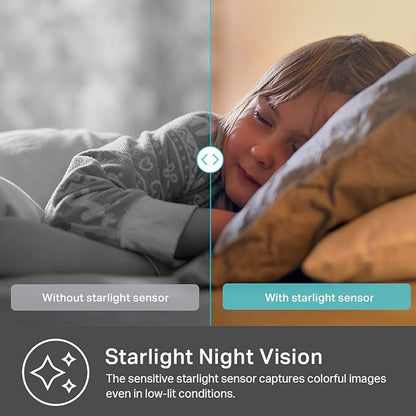 Kasa 2K QHD Security Camera Pan/Tilt, Starlight Sensor for Color Night Vision, Motion Detection for Baby & Pet Monitor, 2-Way Audio, Cloud & SD Card Storage, Works with Alexa & Google Home (KC410S)