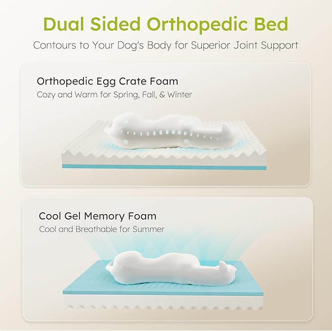 Jumbo Extra-Large Dog Bed, Orthopedic Gel Memory Foam, Waterproof with Removable Cover, 45" Dutch Velvet Sofa - Light Gray