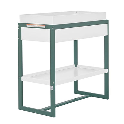 Arlo Changing Table in Jungle Green, Made of Solid New Zealand Pinewood, Non-Toxic Finish, Comes with Water Resistant Mattress Pad & Safety Strap