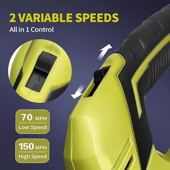 SEYVUM Leaf Blower, 20V Cordless Leaf Blower with 2 Pcs Li-ion Battery, Electric Leaf Blower for Lawn Care, 320CFM 150MPH Battery Powered Leaf Blower, for Patio, Garden Cleaning, Fast Charger Included