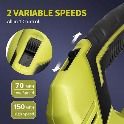SEYVUM Leaf Blower, 20V Cordless Leaf Blower with 2 Pcs Li-ion Battery, Electric Leaf Blower for Lawn Care, 320CFM 150MPH Battery Powered Leaf Blower, for Patio, Garden Cleaning, Fast Charger Included