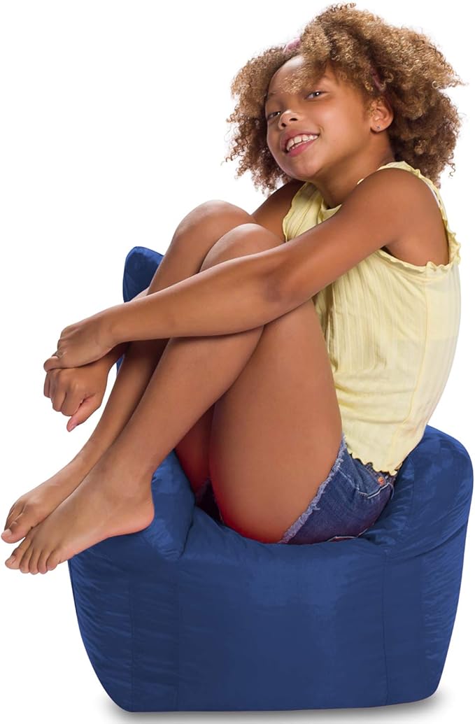 Posh Creations Structured Comfy Bean Bag Chair for Gaming Reading and Watching TV Pasadena Soft Nylon-Navy Pasadena Chair