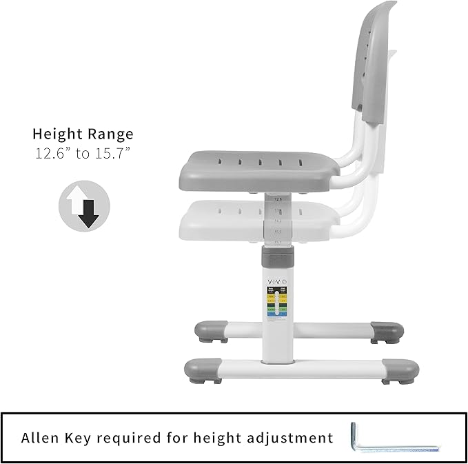VIVO Gray Height Adjustable Kids Desk Chair, Chair Only, Designed for Interactive Workstation, Universal Children's Ergonomic Seat, DESK-V201G-CH
