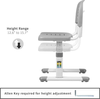 VIVO Gray Height Adjustable Kids Desk Chair, Chair Only, Designed for Interactive Workstation, Universal Children's Ergonomic Seat, DESK-V201G-CH
