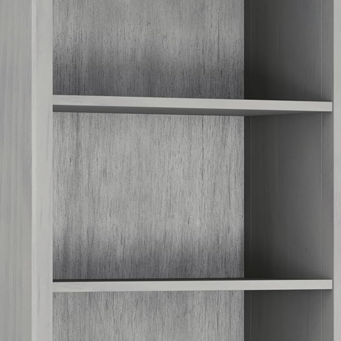 SIMPLIHOME Amherst SOLID WOOD 30 Inch Wide Transitional 5 Shelf Bookcase in Fog Grey, for The Living Room, Study Room and Office