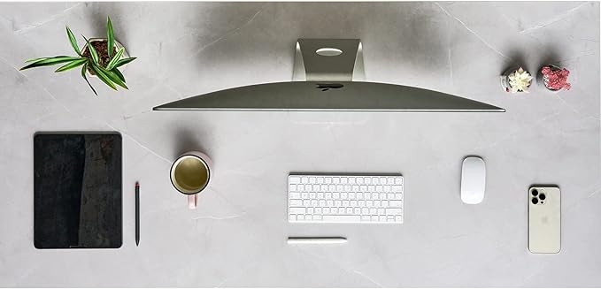 Kaboon Universal Tabletop 55"x20", Solid One-Piece Melamine Table Top, Double Desk L-Desk DIY, Home and Office, White Rock