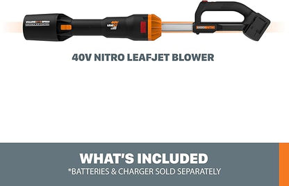 Worx 40V 165MPH 620CFM Cordless Leaf Blower, PowerShare, Brushless Motor, Lightweight - Tool Only