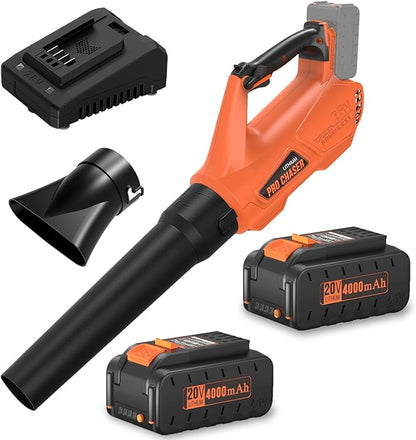 Pro Chaser Battery Powered Cordless Blower - 380 CFM with 2 X 4.0Ah 20V Batteries & Fast Charger, Lightweight Electric Leaf Blowers, 2 Variable Speed, Ideal for Yard, Patio & Sidewalk