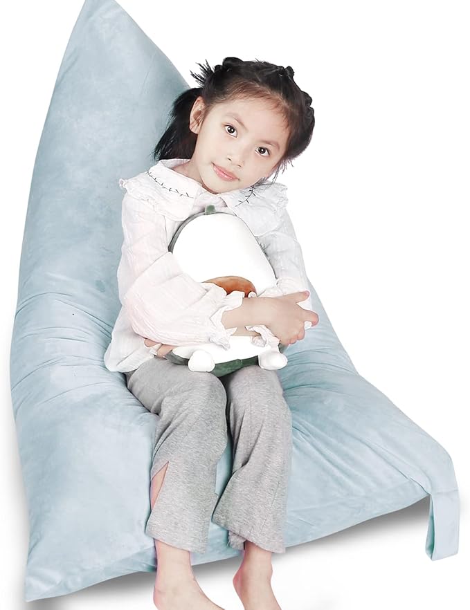 Stuffed Animal Storage Bean Bag Chair Cover, Velvet Grey Plush Toy Storage Stuff and Sit Seat for Kids/Teens/Adults, 52" x 31" Extra Large Triangle Floor Sofa, 200L/52Gal, Cover Only