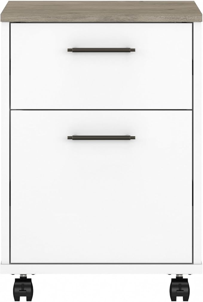 Bush KWF116G2W-03 2-Drawer Mobile File Cabinet Ltr/Lgl Shiplap Gray/Pure White 15.51-Inch