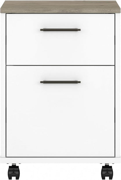Bush KWF116G2W-03 2-Drawer Mobile File Cabinet Ltr/Lgl Shiplap Gray/Pure White 15.51-Inch