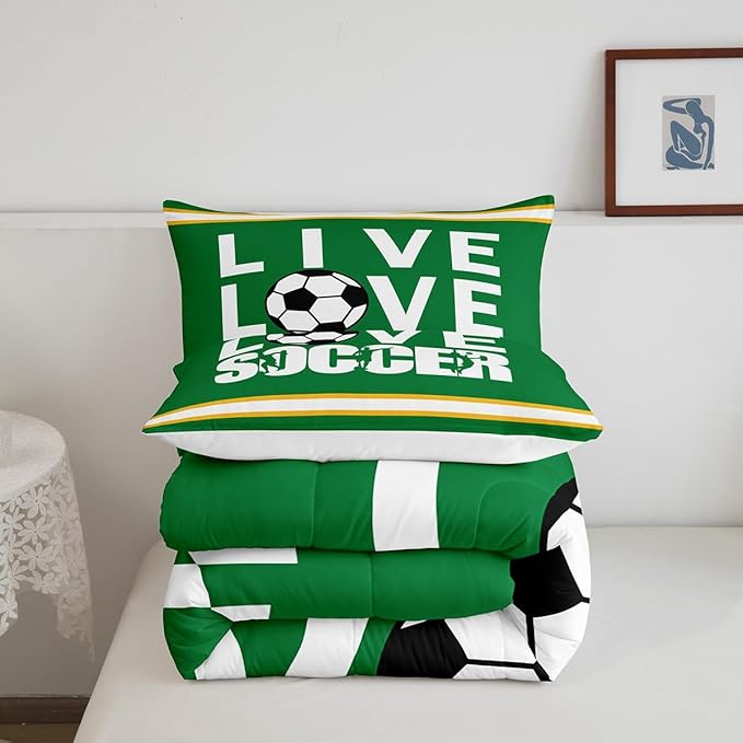 Football Bedding Set Full Size Rugby Sports Comforter Set for Kids Boys Girls Decor Soccer Ball Game Comforter Gift for Football Lover Duvet Set Bedroom Quilt Set