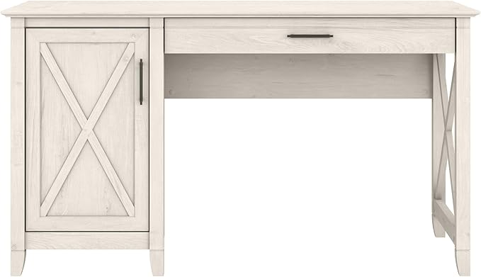 Bush Furniture Key West 2 Lateral File Cabinet | Document Storage for Home Office | Accent Chest with Drawers, Casual, Linen White Oak & Key West Computer Desk with Storage | Small