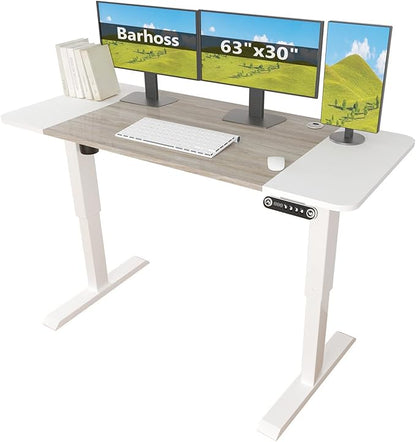 Standing Desk Adjustable Height Desk,63x30Inches, Stand Up Desk Table for Home Office, Home Office Computer Desk,Memory Preset,Height adjustments from 28" to 46" White&Oak