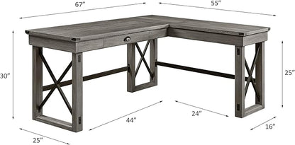 NicBex Laik-DW-00060-DX Desks, 67" W x 55" D x 30" H, Gray