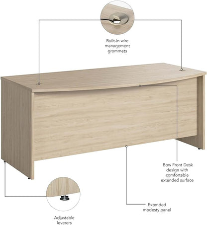Bush Business Furniture Studio C Bow Front Desk, Computer Table for Home or Professional Office, 72W x 36D, Natural Elm