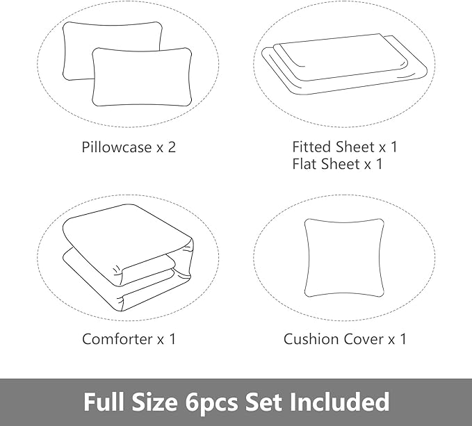 6 Pieces Bed in A Bag Gamer Bedding Set for Boys Kids Adult Gaming Comforters Set,Boys Bed in A Bag Set Full Size Comforter with Fitted Sheet Flat Sheet Pillowcase pillowsham,DJTH5028Full