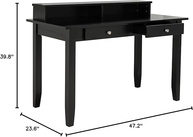SAFAVIEH Home Collection Winsome Matte Black 2-Drawer Office Living Room Bedroom Study Foyer Writing Desk DSK1402A, 0
