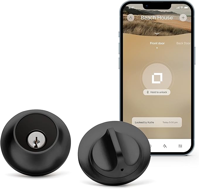 Level Lock Smart Lock - World's Smallest Smart Lock - Level App for iOS & Android - Works with Apple Home (Matte Black)