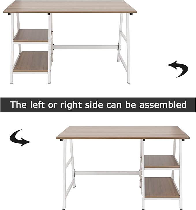 sogesfurniture 47 inches Writing Computer Desk, Trestle Desk Study Desk, Laptop PC Desk, Workstation with Storage Shelf, Home Office Desk Sturdy Table Study Table,Oak BHUS-CS-Tplus-120OK