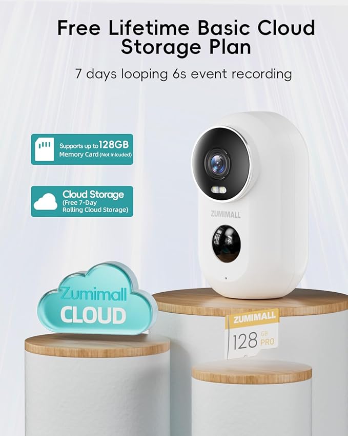 ZUMIMALL Solar Security Cameras Wireless Outdoor, 2Packs, Solar Camera Outdoor Wireless, 2.4G WiFi Battery Camera, 3MP Color Night Vision, Magnetic Mount, Siren,PIR/AI Analyse, IP66, Cloud, Alexa