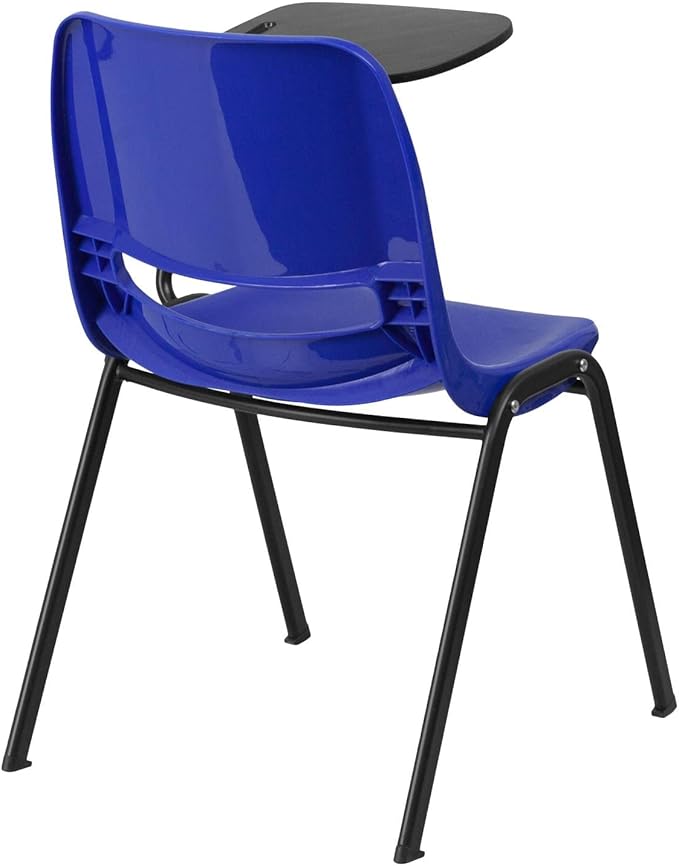 Flash Furniture Blue Ergonomic Shell Chair with Left Handed Flip-Up Tablet Arm