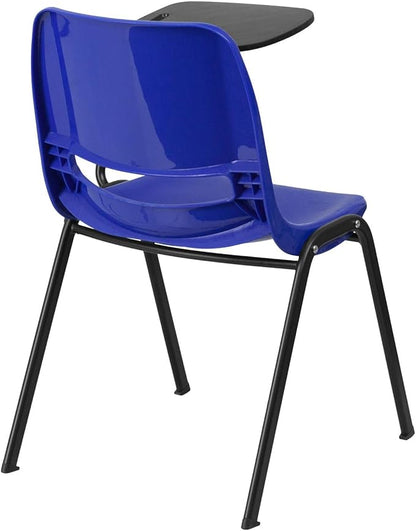 Flash Furniture Blue Ergonomic Shell Chair with Left Handed Flip-Up Tablet Arm