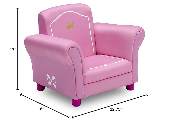 Delta Children Princess Crown Kids Upholstered Chair, Pink