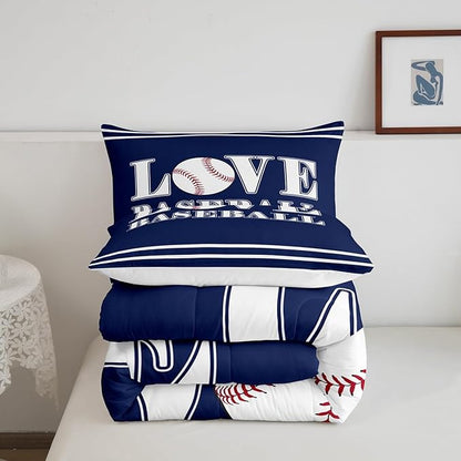 Feelyou Kids Baseball Comforter Set King Size Sports Game Bedding Set for Boys Girls Teens Bedroom Decor Baseball Gaming Comforter Gift for Baseball Lover Duvet Set with 2 Pillow Case