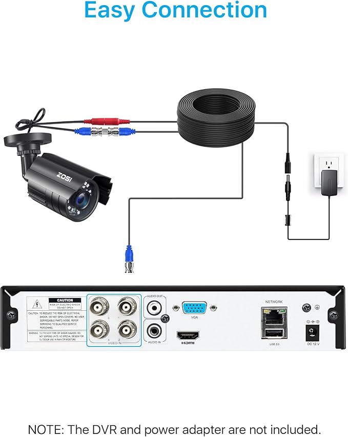 ZOSI 4 Pack 1080P 1920TVL Home Security Cameras Outdoor Indoor, Night Vision, IP66 Weatherproof 2MP Surveillance Camera, Work For 720P/1080P/5MP/4K HD-TVI,AHD,CVI analog CCTV DVR System (Black)