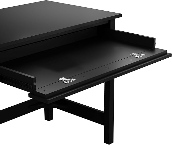 Bush Furniture Broadview 54W Computer Desk with Drawers and Desktop Organizer in Classic Black | Storage for Home Office Workspace