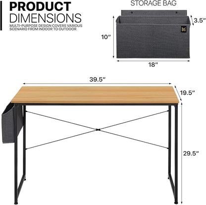 MoNiBloom Computer Desk, Modern Simple Style Laptop Table with Bag for Reading Writing Livingroom Bedroom - Light Walnut