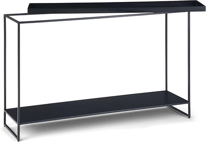 SIMPLIHOME Garner 47 inch Wide Metal Tray Top Console Sofa Entryway Table in Black, for the Living Room, Entryway and Bedroom