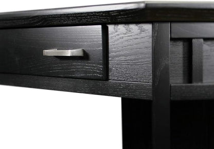 Leick Home 83430 Corner Computer/Writing Desk with Center Keyboard Drawer and Shelf, Black Oak