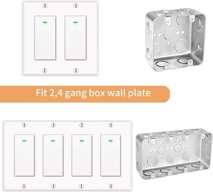 Alexa Light Switch, Double Smart WiFi Light Switches, Smart Switch 2 Gang Compatible with Alexa and Google Home, Neutral Wire Needed, with Remote Control, Timing Schedule, No hub Required (4Pack)