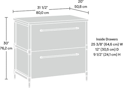 Sauder Iron City Lateral File, L: 31.50" x W: 20.00" x H: 30.00", Checked Oak Finish
