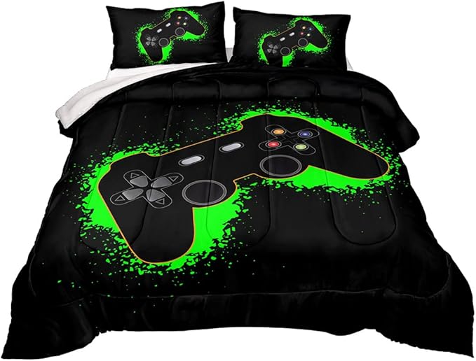 Gaming Comforter for Boys Teen,Game Contoller Bedding Set for Boys Kids,Down Alternative Comforter for All Season,Gamer Home Decor for Boys Comforter Set (Comforter-game38, Full)