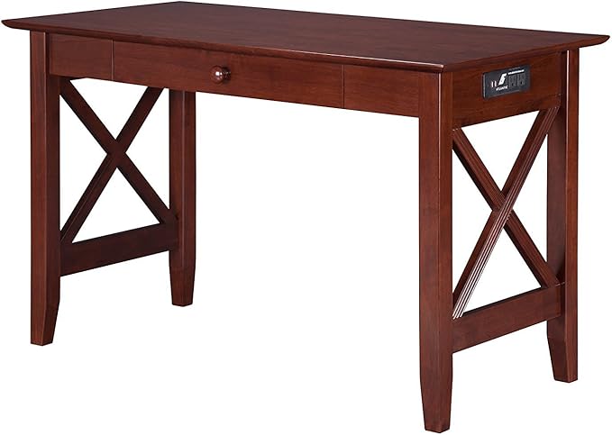 AFI Lexi Desk with Drawer and Built-in Charger in Walnut