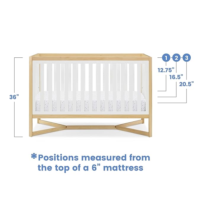 Delta Children Tribeca 4-in-1 Baby Convertible Crib, Bianca White/Natural