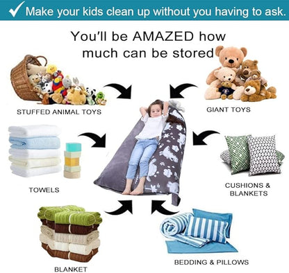 Stuffed Animal Storage Bean Bag Chair Cover | 53" Extra Large Beanbag for Kids and Adults, Plush Toys Holder and Organizer for Boys and Girls | Premium Velvet - Soft & Comfortable (Dinosaurs)