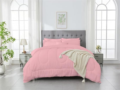 3 Piece Solid Color All Season Bedding Comforter Set Microfiber Soft Lightweight Bedding Set for Kids Teens Adults Room Decor with 1 Comforter and 2 Pillowcases Full